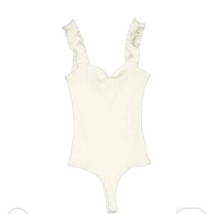 White Ruffled Women's Bodysuit